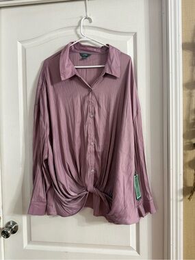 Terra & Sky Lavender Twist Front Textured Blouse NWT Sz 4X. JN-117